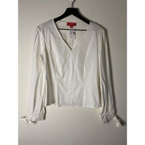 Lavia White Long Sleeve Wrist Tie Top Size 44 NWT Flaw*